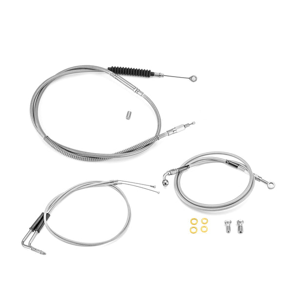 Non - ABS Hydraulic Front Brake Line, Clutch Cable, Throttle and Idle Cable Kit for Harley Softail Deluxe/Fat Boy/Rocker on 16" - 18" Handlebar - Mofun - 90109223