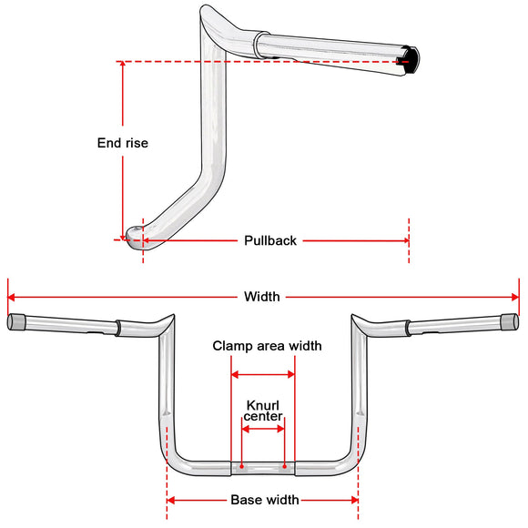 1986 - 2023 Harley Touring FLHT FLHX Rise 14" Clamp 1" Ape Hanger Meathook Handlebar - Mofun - HD084 - E