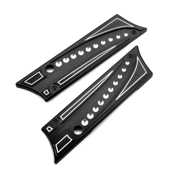 1993 - 2013 Harley Road King Road Glide Aluminum Black Juxtaposition Type Dotted Pattern Saddlebag Latch Cover - Mofun - 90705008
