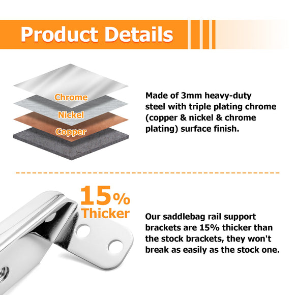 1994 - 2008 Harley Road King Electra Glide Steel Saddlebag Rail Support Bracket - Mofun - 90206013