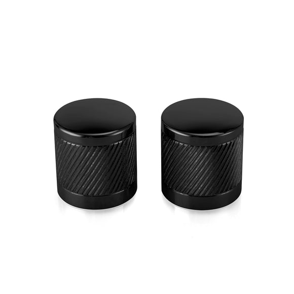 1994 - 2024 Harley Touring Softail Dyna 2Pcs Gloss Black Knurling of Beveled Cuts Short Docking Hardware Covers - Mofun - 90703011
