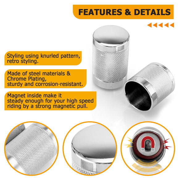 1994 - 2024 Harley Touring Steel Knurled Chrome Docking Hardware Covers - Mofun - 90703012