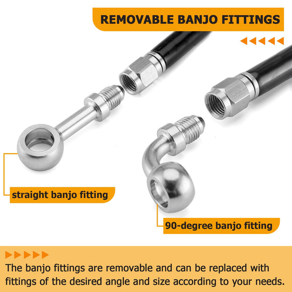 1996 - 2006 Harley Dyna Super Glide/Wide Glide/Low Ride 56" Extended Length Non - ABS Hydraulic Front Brake Line Kit for 16" - 18" Handlebar - Mofun - 90110223