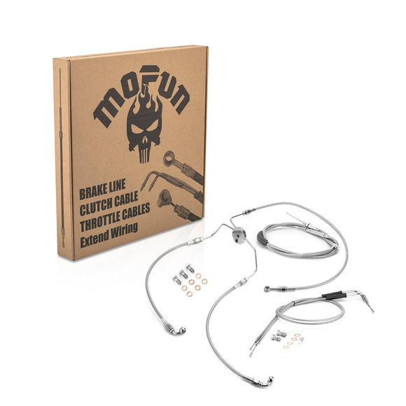 1996 - 2006 Harley Touring Extended Length Non - ABS Hydraulic Front Brake Line, Throttle and Idle Cable and Clutch Cable Kit (for 16" - 18" Handlebar without ABS) - Mofun - 90109203