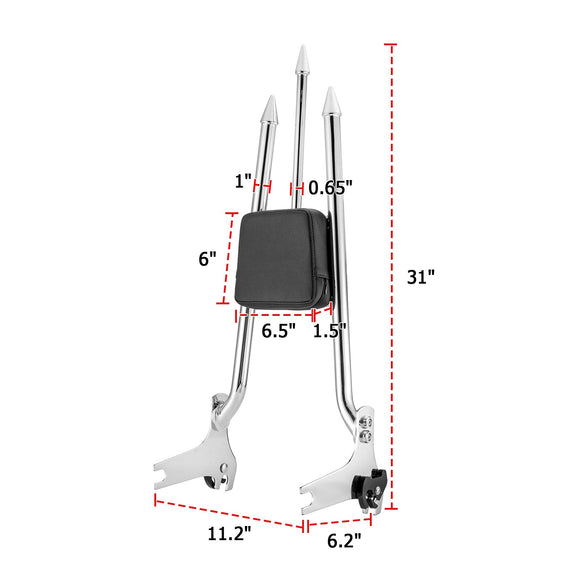 1997 - 2008 Harley Road King CVO Electra Glide Chrome Detachable 31" Passenger Backrest Sissy Bar - Mofun - 90302115