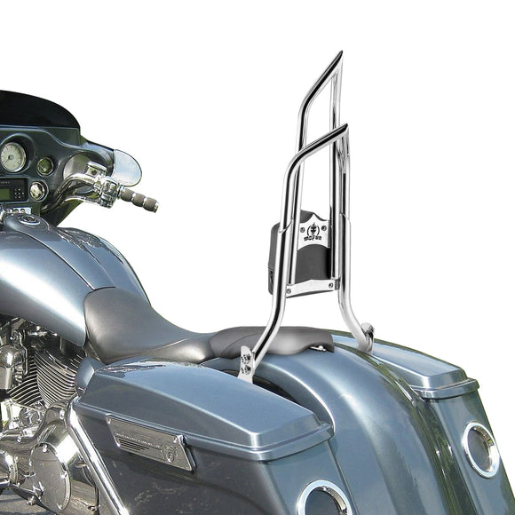 1997 - 2008 Harley Touring Chrome 27" Dual Sharp - Angle Passenger Backrest Sissy Bar - Mofun - 90302113