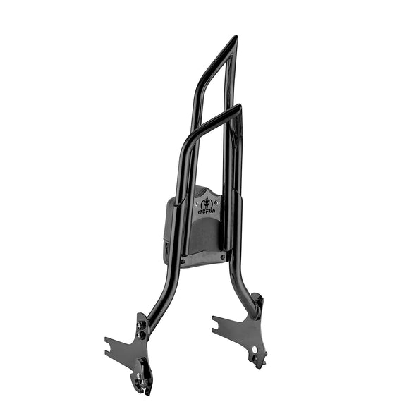 1997 - 2008 Harley Touring Gloss Black Quick Detachable 27" Dual Sharp - Angle Passenger Backrest Sissy Bar - Mofun - 90302114