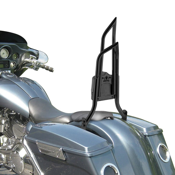1997 - 2008 Harley Touring Gloss Black Quick Detachable 27" Dual Sharp - Angle Passenger Backrest Sissy Bar - Mofun - 90302114