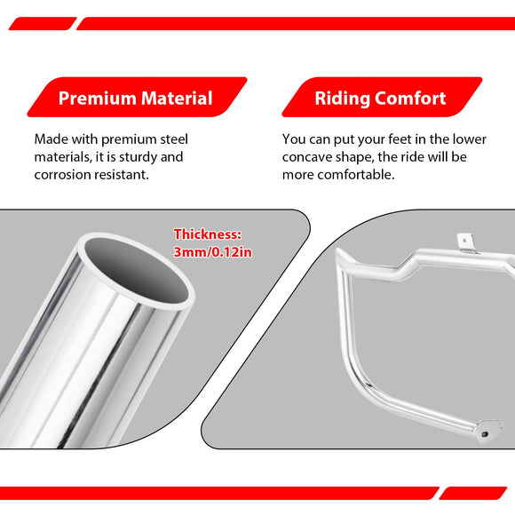 1997 - 2008 Harley Touring Models Bolt - On Flat - Sharp Angle Front Engine Guard Crash Bar - Mofun - 90201052