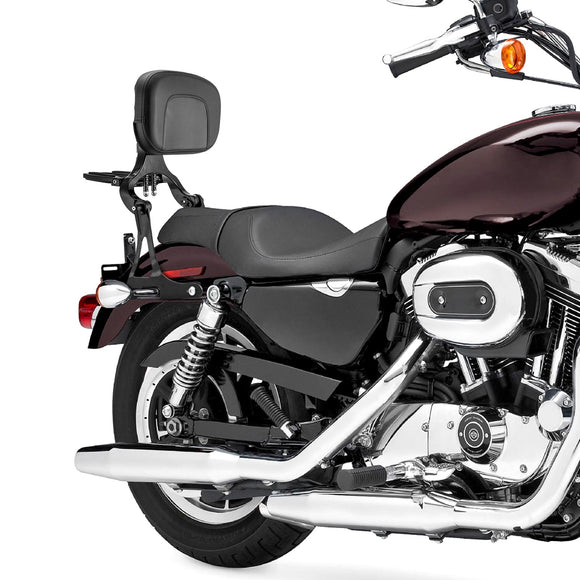 2004 - 2022 Harley Sportster XL 883 1200 Gloss Black Foldable Multi - Purpose Adjustable Backrest Sissy Bar - Mofun - 90302169