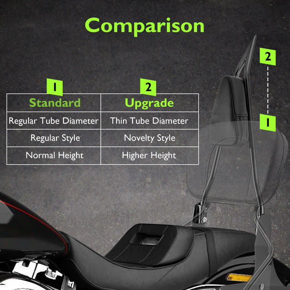 2006 - 2009 & 2014 - 2017 Dyna Low Rider FXDL Street Bob FXDB Gloss Black 26" Passenger Sissy Bar Backrest - Mofun - 90302137