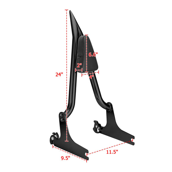 2007 - 2017 Harley Fat Boy FLSTF Softail Standard Quick Detachable Black Passenger Backrest Sissy Bar - Mofun - 90302131