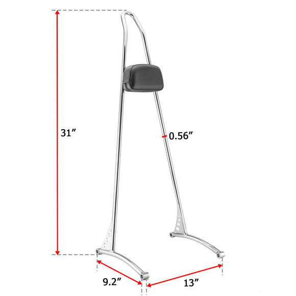 2007 - 2017 Harley Softail Fat Boy Softail Standard Metal Solid Steel 31" Passenger Backrest Sissy bar - Mofun - 90302132