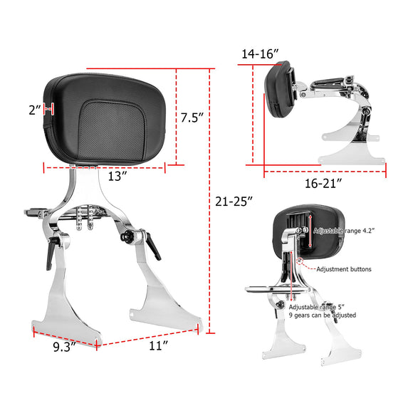 2007 - 2017 Harley Softail Standard/Custom/Fat Boy Steel & Aluminum Multi - Purpose Adjustable Backrest - Mofun - 90302151