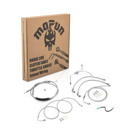 2009 - 2013 Harley Touring ABS Models Throttle by Wire Extension, Extended Length Clutch Cable, Upper and Lower Hydraulic ABS Front Brake Line (for 12" - 14" Handlebar ABS) - Mofun - 90109021