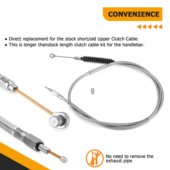2009 - 2013 Harley Touring Non - ABS Models Electronic Throttle Control Single Wiring Harness, Extended Length Clutch Cable and Hydraulic Front Non - ABS Brake Line (for 16" - 18" Handlebar Non - ABS) - Mofun - 90109208