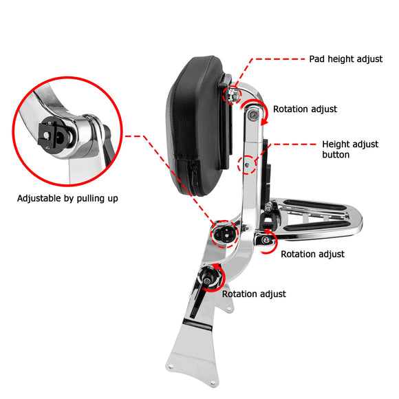 2009 - 2013 Harley Touring Road King Street Glide Passenger Driver Backrest Multi - Purpose Adjustable Backrest - Mofun - 90302159