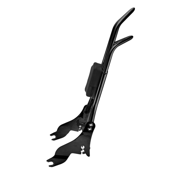 2009 - 2024 Harley Touring Road King FLHR Street Glide FLHX Gloss Black Dual Sharp - Angle 28" Passenger Backrest Sissy Bar - Mofun - 90302106