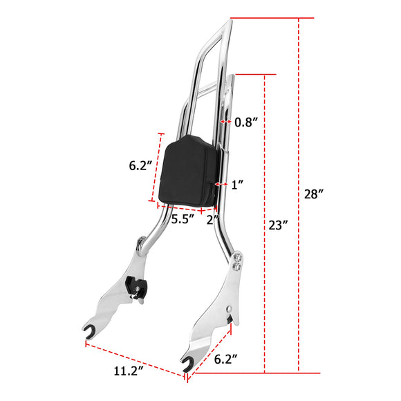 2009 - 2024 Harley Touring Road King Street Glide Dual Sharp - Angle Passenger Backrest Sissy Bar - Mofun - 90302105