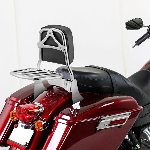2012 - 2016 Harley Dyna Switchback FLD Black Chrome Passenger Backrests Sissy Bar W/Rack - Mofun - 90302084