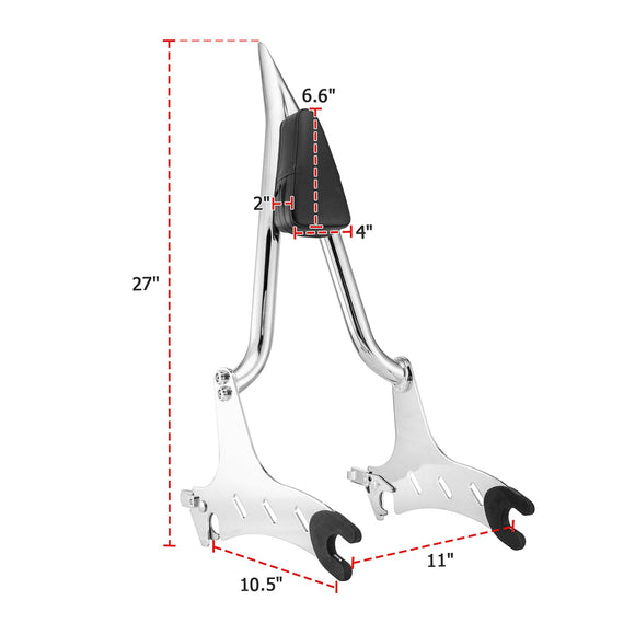 2014 - 2018 Indian Chief Vintage Classic 27" Solid Steel Passenger Backrest Sissy Bar - Mofun - 90302118