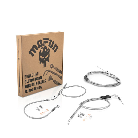 2014 - 2023 Harley Sportster w/ ABS Models Extended Length Upper ABS Upper Hydraulic Front Brake Line, Throttle and Idle Cable and Clutch Cable Kit (for 16" - 18" Handlebar w/ ABS) - Mofun - 90109055