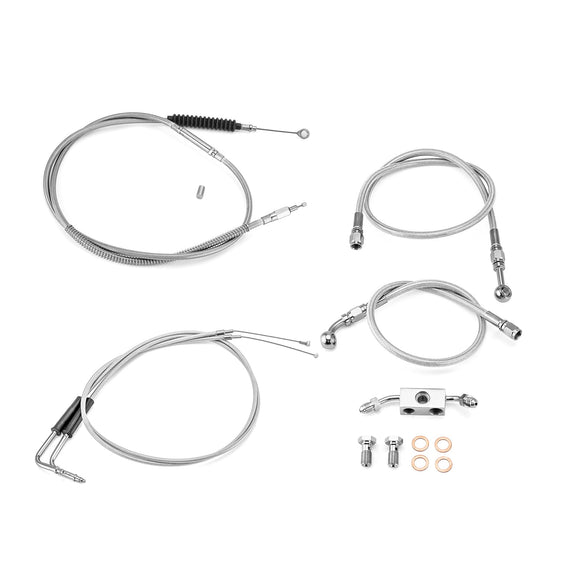 2014 - 2023 Harley Sportster w/ ABS Models Extended Length Upper ABS Upper Hydraulic Front Brake Line, Throttle and Idle Cable and Clutch Cable Kit (for 16" - 18" Handlebar w/ ABS) - Mofun - 90109056