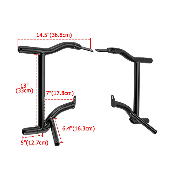 2014+ Harley Street Glide Electra Glide Black Steel Rear SaddleBag Guards Crash Bar - Mofun - 90202027