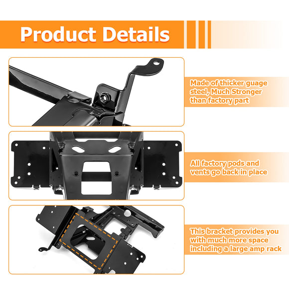 2015 - 2023 Harley Road Glide Inner Fairing Radio Mount Bracket Black Caddy - Mofun - 90212017