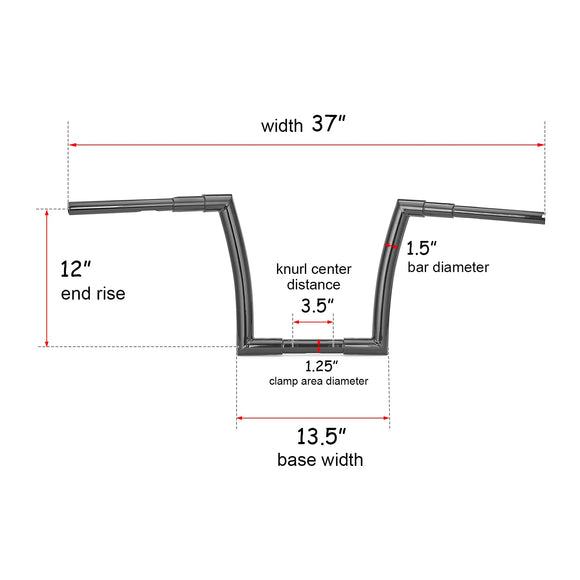2015 - 2023 Harley Road Glide Special 1.5" Fat Ape Bar 1.25" Clamp Rise 12" Handlebar - Mofun - 90101181