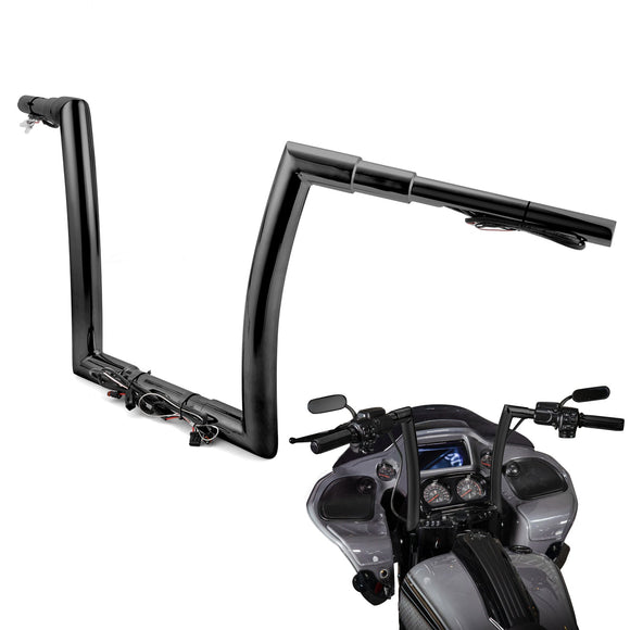 2015 - 2023 Harley Touring Road Glides Gloss Black 12" Pre - wired Monkey Bagger Bar Handlebar - Mofun - 90101612