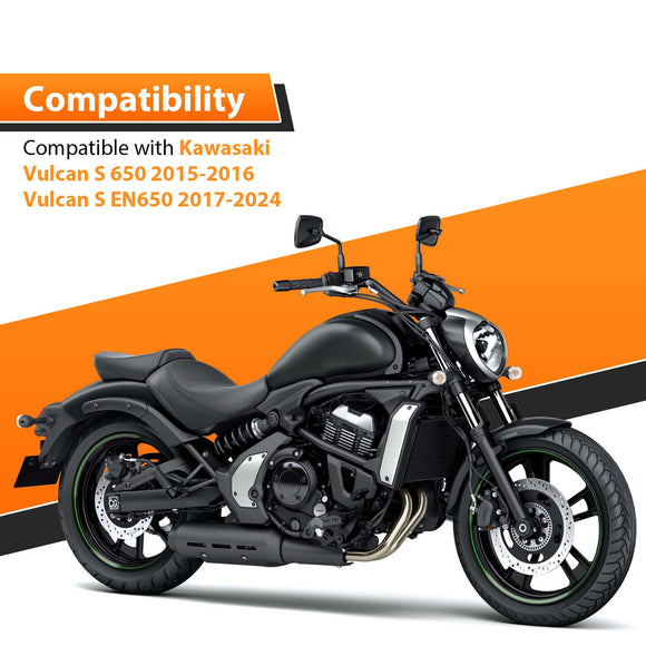 2017 - 2025 Kawasaki Vulcan S EN650 Gloss Black 27.6" Height Sharp Angle Passenger Backrest Sissy Bar with Luggage Rack - Mofun - 90302184