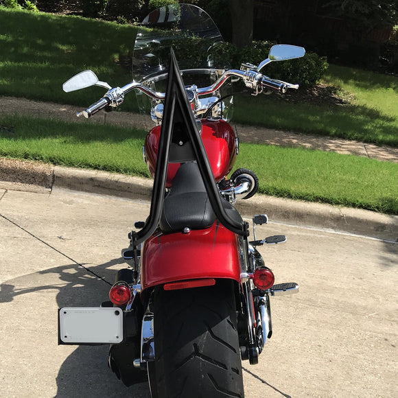 2018 - 2025 Harley Softail Fat Bob FXFB FXFBS Gloss Black 24" Quick Release Passenger Backrest Sissy Bar - Mofun - 90302124