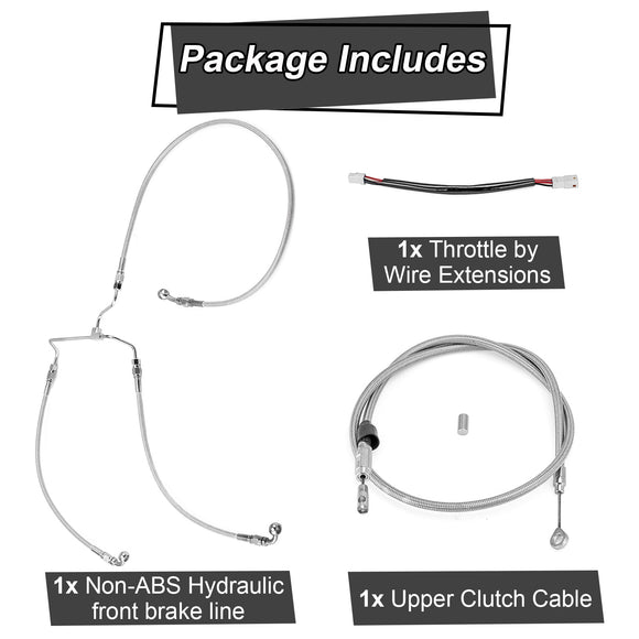 2021 - 2023 Harley Touring Milwaukee - Eight Non - ABS Models Throttle by Wire Extension, Extended Length Clutch Cable and Hydraulic Front Non - ABS Brake Line (for 16" - 18" Handlebar Non - ABS) - Mofun - 90109212