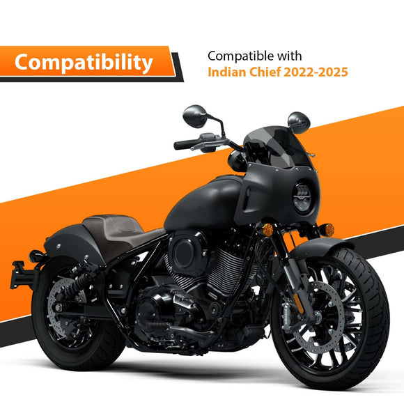 2022 - 2025 Indian Chief/Sport Chief/Super Chief Gloss Black 28" Sharp Angle Passenger Backrest Sissy Bar with Luggage Rack - Mofun - 90302183