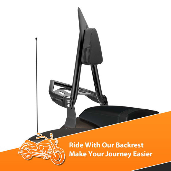 2022 - 2025 Indian Chief/Sport Chief/Super Chief Gloss Black 28" Sharp Angle Passenger Backrest Sissy Bar with Luggage Rack - Mofun - 90302183