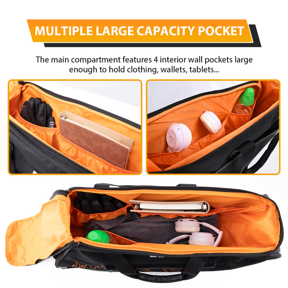 Black Oxford + Leather Orange Flame Saddlebag Liners Bag w/ Tool Pockets for 1993 - 2024 Harley Touring Hard Saddlebag - Mofun - 90209024