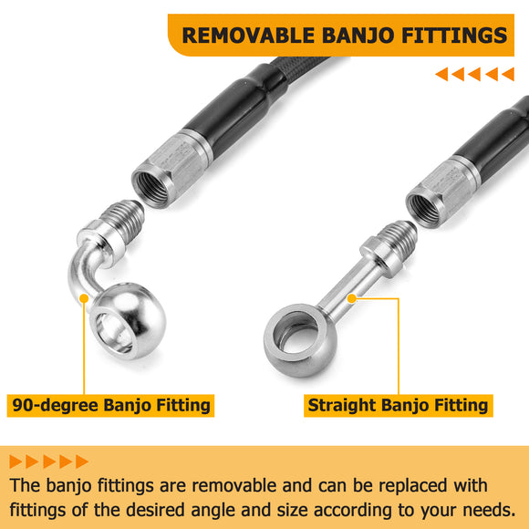 Black Non - ABS Hydraulic Front Brake Line, Clutch cable, Throttle and Idle Cable Kit for Harley Dyna Low Rider/Street Bob/Super Glide on 14" - 16" Handlebar (Non - ABS) - Mofun - 90109232