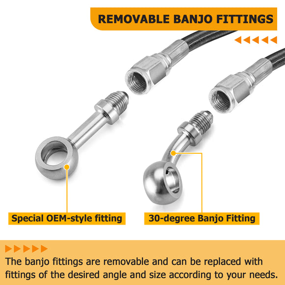 Stainless Steel Hydraulic Front ABS Lower Brake Line Kit for 2011 - 2017 Harley Softail Fat Boy/Heritage Classic/Deluxe EFI - Mofun - 90110321