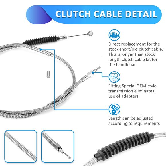 Non - ABS Hydraulic Front Brake Line, Throttle Cable, Clutch Cable Kit for 1995 - 2003 Harley Sportster w/Non - ABS (for 16" - 18" Handlebar) - Mofun - 90109239