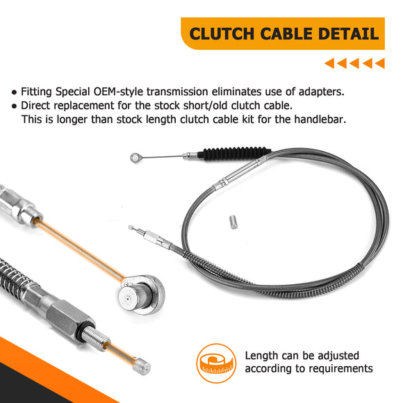 Black Non - ABS Hydraulic Front Brake Line, Clutch cable, Throttle and Idle Cable Kit for Harley Dyna Low Rider/Street Bob/Super Glide on 14" - 16" Handlebar (Non - ABS) - Mofun - 90109232