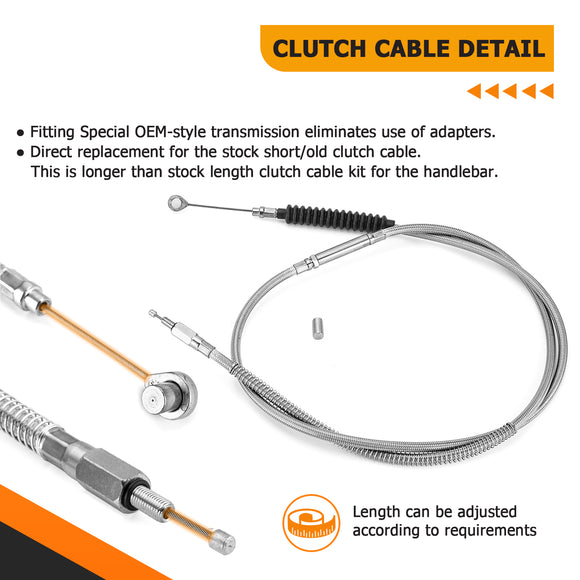 Non - ABS Hydraulic Front Brake Line, Clutch Cable, Throttle and Idle Cable Kit for Harley Softail Deluxe/Fat Boy/Rocker on 16" - 18" Handlebar - Mofun - 90109223