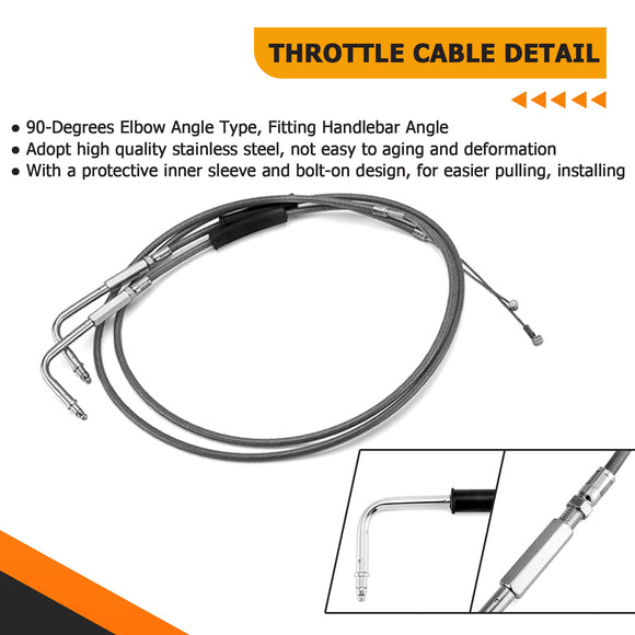 Black Non - ABS Hydraulic Front Brake Line, Clutch cable, Throttle and Idle Cable Kit for Harley Dyna Low Rider/Street Bob/Super Glide on 14" - 16" Handlebar (Non - ABS) - Mofun - 90109232
