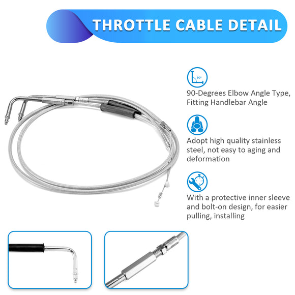Non - ABS Hydraulic Brake Line&Clutch Cable&Throttle Cable Kit for Harley Sportster 883 Iron/Custom XL (for 12" - 14" Handlebar w/Non - ABS) - Mofun - 90109243
