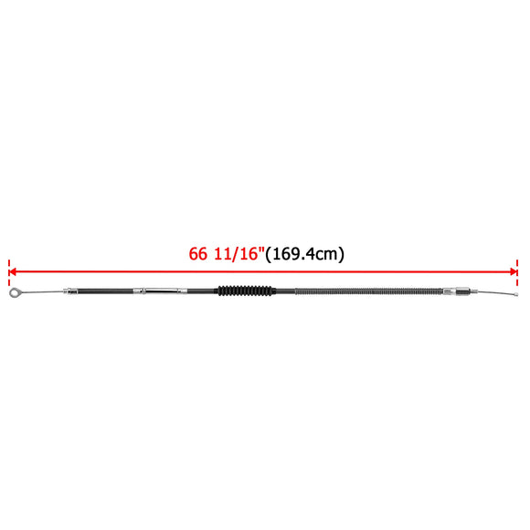 66 11/16" Extended Length Black Stainless Steel Clutch Cable for Harley Touring Dyna Softail - Mofun - 90112025
