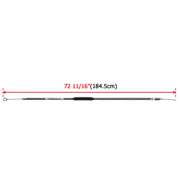 72 11/16" Extended Length Black Stainless Steel Clutch Cable for 1987 - 2006 Harley Big Twin & Softail - Mofun - 90112046