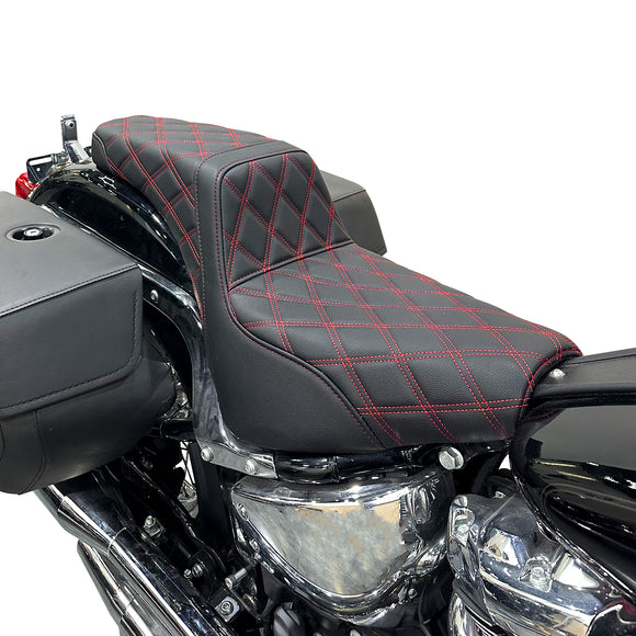 One Piece Driver & Passenger Two Up Seat Red Double Stitching for 2018 - 2024 Harley Softail Street Bob/Heritage Classic - Mofun - 90304007