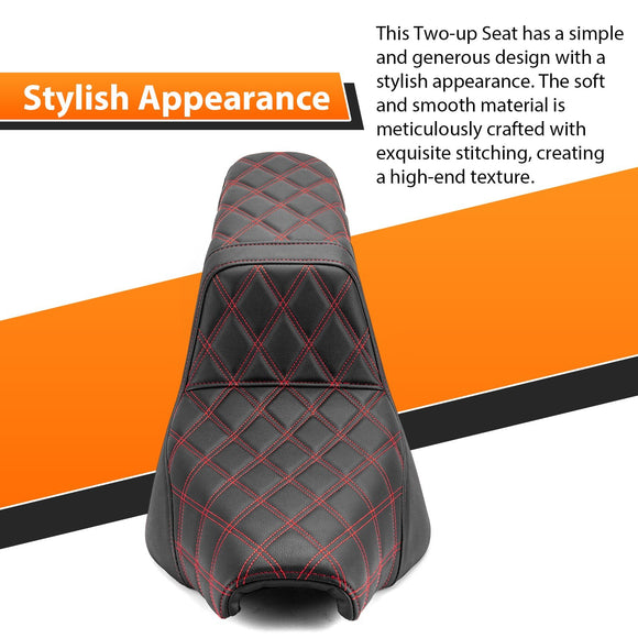 One Piece Driver & Passenger Two Up Seat Red Double Stitching for 2018 - 2024 Harley Softail Street Bob/Heritage Classic - Mofun - 90304007