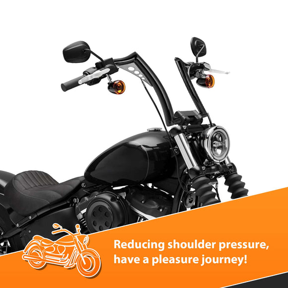 Gloss Black 12" Rise Pre - Wired Plug & Play APE Hanger Bar - Sharp Handlebar for 2011 - 2024 Harley Softails & 2015 - Later Harley Touring Road King - Mofun - 90101642