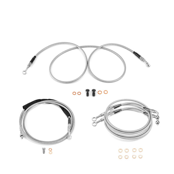 Extended Length ABS Hydraulic Front Brake Line and Hydraulic Clutch Line Kit for 2014 - 2016 Harley Touring Twin Cam w/ABS on 16" - 18" Handlebar (ABS) - Mofun - 90109001